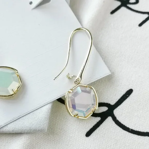 Kendra Scott Drop Earrings - Davis Iridescent Opalite Gold - Picture 3 of 3